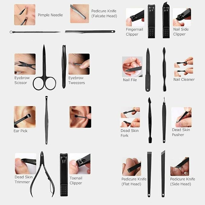 16 Pieces Manicure Set, Pedicure Kit, Nail Clippers, Stainless Steel - Image 3