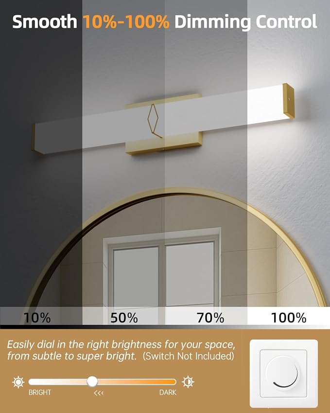 Bathroom Light Fixtures Over Mirror, Bathroom Vanity Light, 24inch Dimmable 25W - Image 3