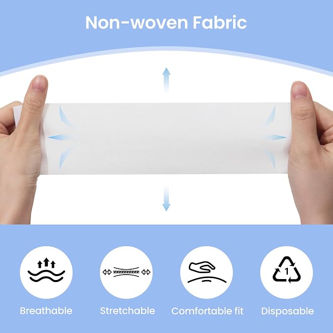 UNOISETION Disposable Spa Headbands 50 Pcs, Non-Woven Fabric Stretch Headband - Image 3