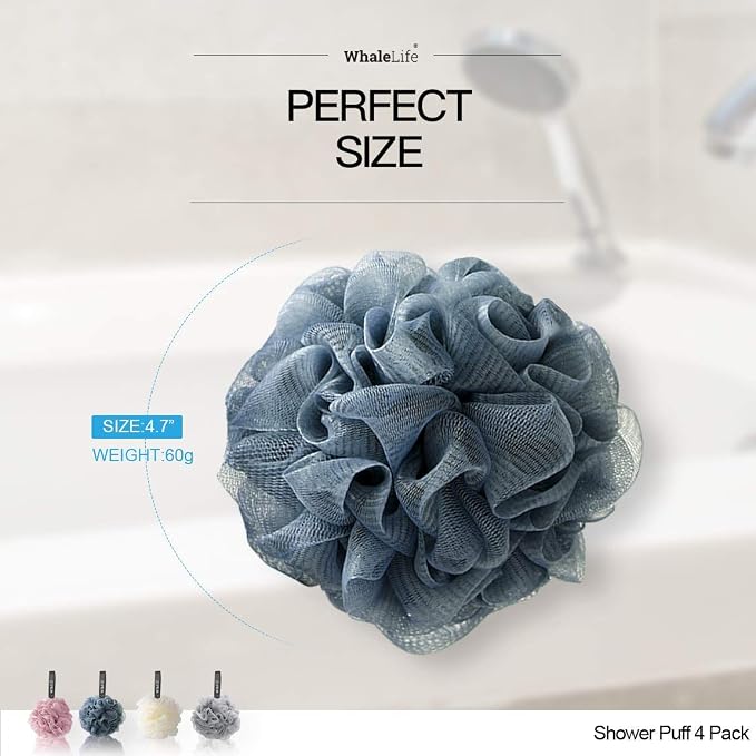 Loofah Sponge Bath Sponge for Women Men 4 Pack - Image 2