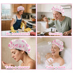 18Pcs Plastic Shower Caps for Women Waterproof Bath Caps Bathing Hair Cap - Image 7