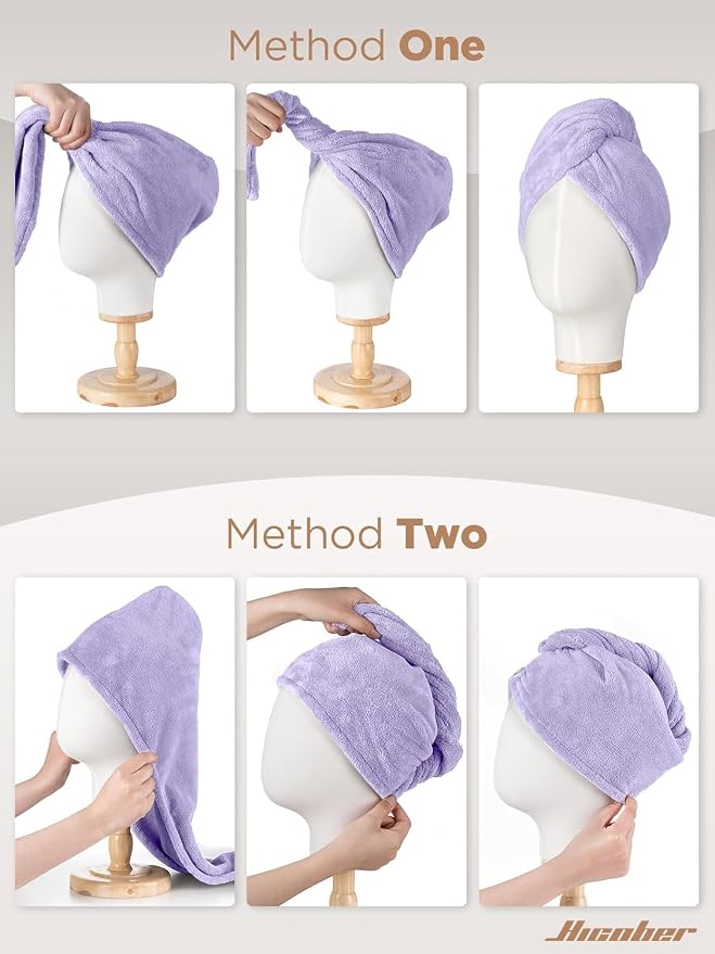 Hicober Microfiber Hair Towel, 3 Packs Hair Turbans - Image 7