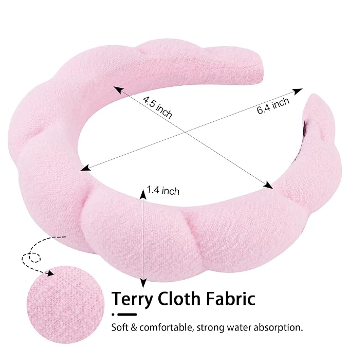 WHAVEL 3 Pack Spa Headband Skincare Headbands, Makeup Headband Sponge Terry - Image 6