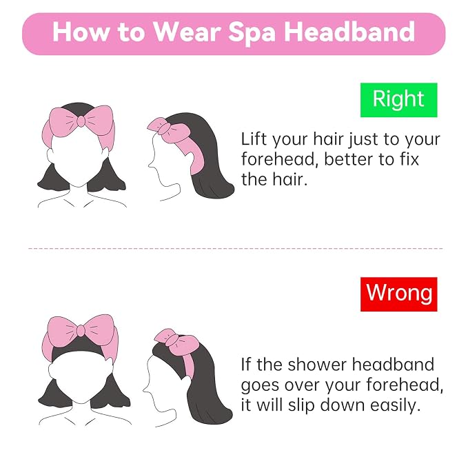Ondder Spa Headband for Washing Face 8 Pack Pink Skincare Headbands for Women - Image 6
