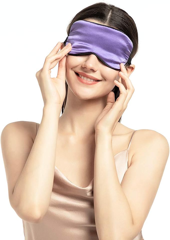 100% Mulberry Silk Sleep Mask Blackout, Cute Natural Sleeping Mask by NMMGlobal