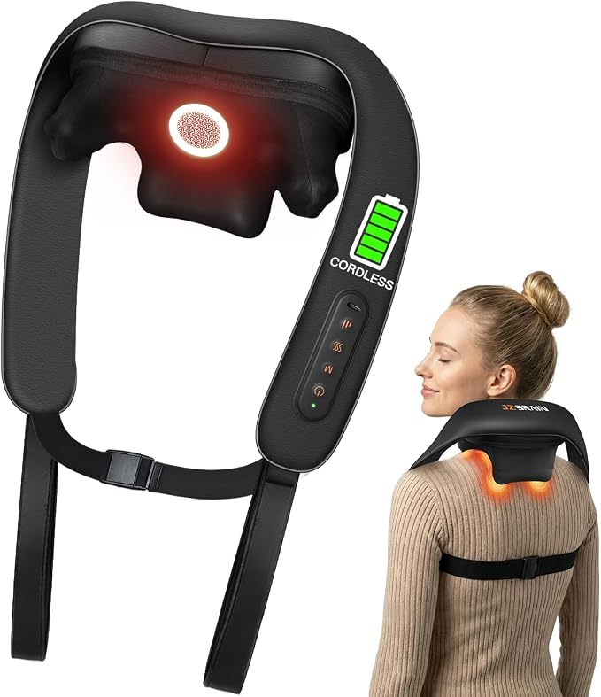 Neck Massager with Heat : Cordless Shoulder and Neck Massager by JZBRAIN