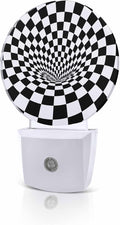 Night Lights Auto Sensor Black White Checker Night Light 3D Abstract Mosaic by Home+L6