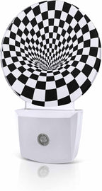 Night Lights Auto Sensor Black White Checker Night Light 3D Abstract Mosaic by Home+L6