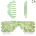 Hercicy 2 Pcs Jade Eye Mask and Hair Comb Set Green Jade Stone Eye Mask White by Hercicy