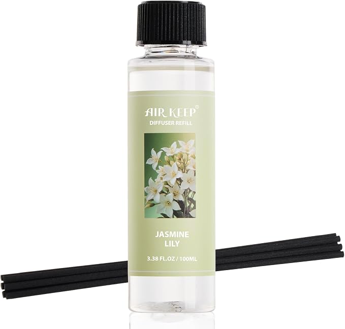 Airkeep Reed Diffuser Oil Refill/Jasmine Lily/3.38 oz / 1 Pack/Air Freshener & by Airkeep