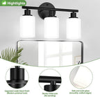 Zarbitta 3-Light Bathroom Light Fixtures, Bathroom Wall Lamp - Image 4