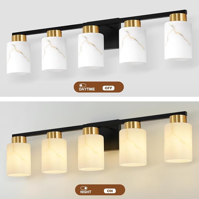 5-Light Bathroom Light Fixtures, Modern Vanity Lights, Living Room, E26 Base - Image 7