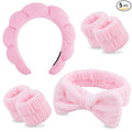 Chanaco Spa Wristband and Pink Puffy Sponge Makeup Headband Set by Chanaco