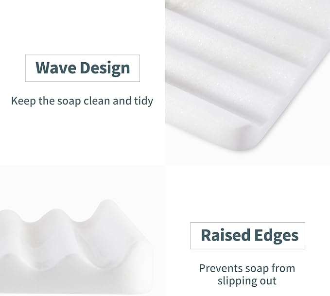 2 Pcs Soap Holder for Bathroom, Marble Soap Dish for Kitchen Countertop - Image 3