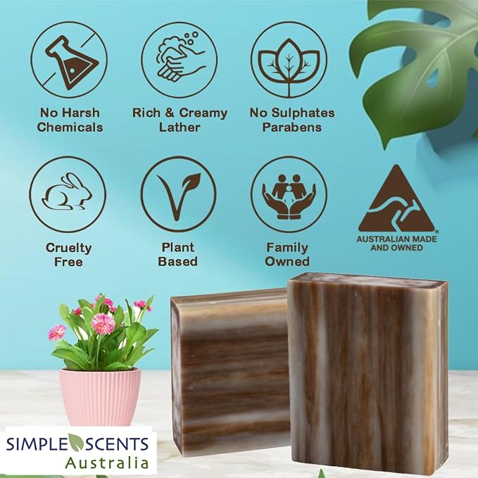 SSA Sandalwood Scented Natural Bar Soap 5 Pack, Australian Triple Milled - Image 3