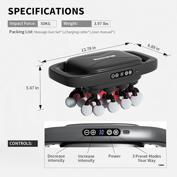 20-Head Massage Gun, 30 Intensity Levels 3 Modes, Deep Tissue Massager - Image 7