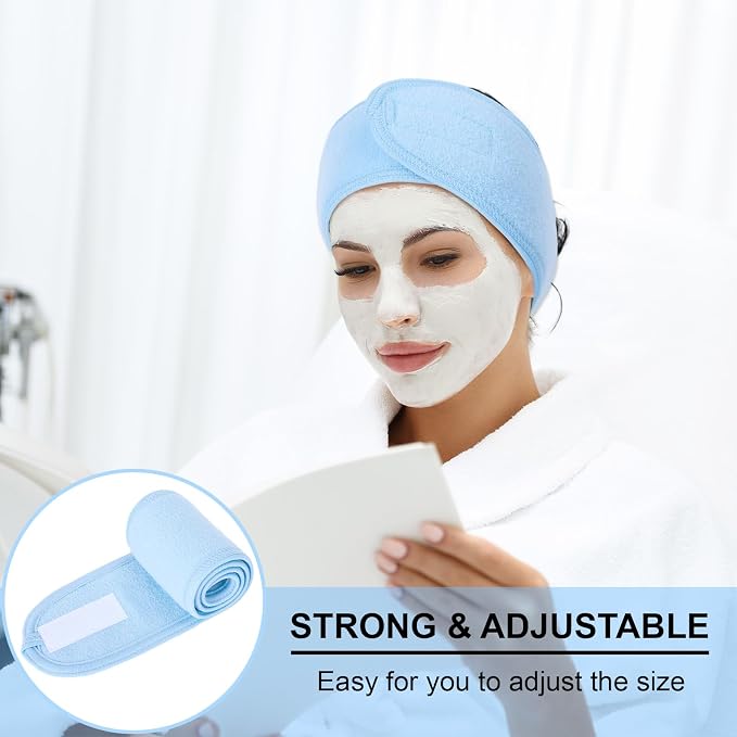 Whaline Spa Facial Headband Head Wrap Terry Cloth Headband 4 Counts Stretch - Image 5