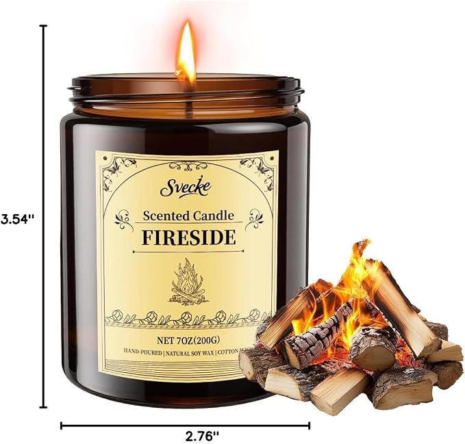 Fireside Scented Candles, 7oz Soy Wax Candle, Long Lasting Aromatherapy Jar - Image 8