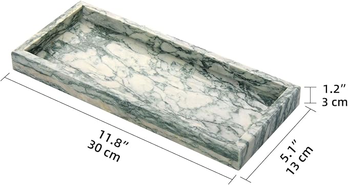 Marble Bathroom Vanity Tray, Natural Luxury Vanity Home Kitchen Bathroom Table - Image 2
