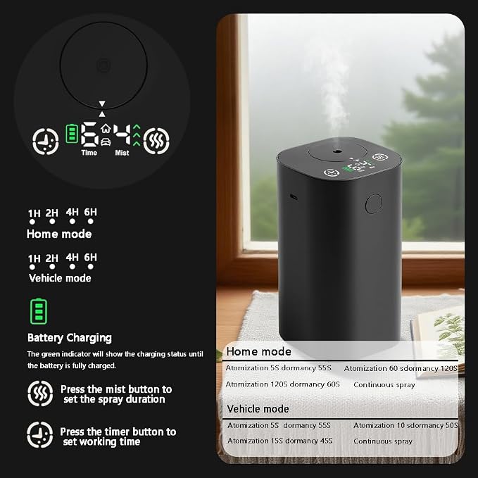 Waterless Essential Oil Diffuser, Rechargeable Cordless Scent Diffuser Machine - Image 5