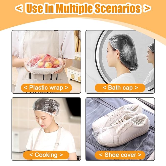 50PCS Portable Individually Wrapped Disposable Shower Caps, Plastic Waterproof - Image 4