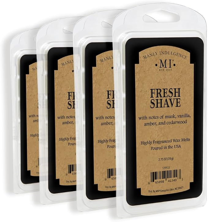 Manly Indulgence Fresh Shave Scented Wax Melts, Wax Melt Warmer Cubes, Long by ManlyIndulgence