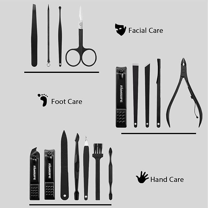FAMILIFE Gifts for Men, Manicure Set Clippers Manicure Kit Nail Clipper Sets - Image 8