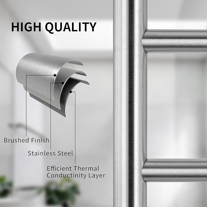 Freestanding Towel Warmer 6 Bars Plug-in Option 3 Working Modes Brushed - Image 5
