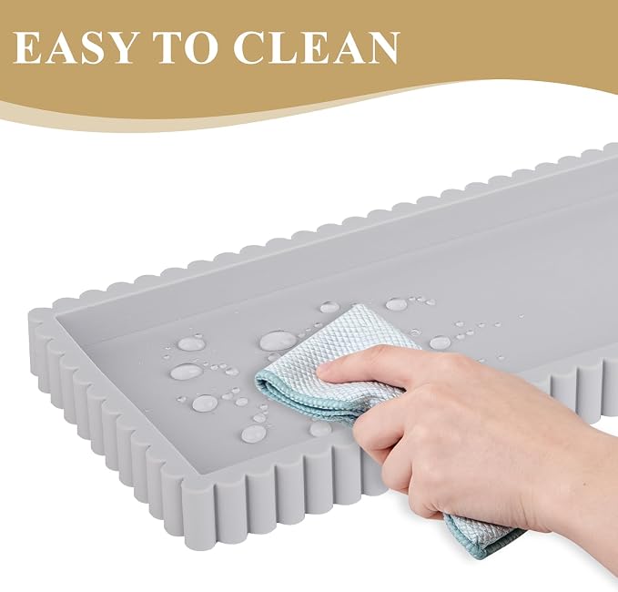 Silicone Bathroom Tray Small Vanity Organizer Rectangle Sink Caddy Sponge - Image 4