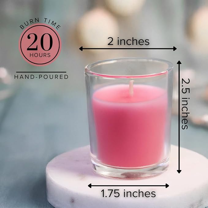 Simply Soson Scented Votive Candles, Bulk Set of 24 Pink Rose Small Candles Bulk - Image 2