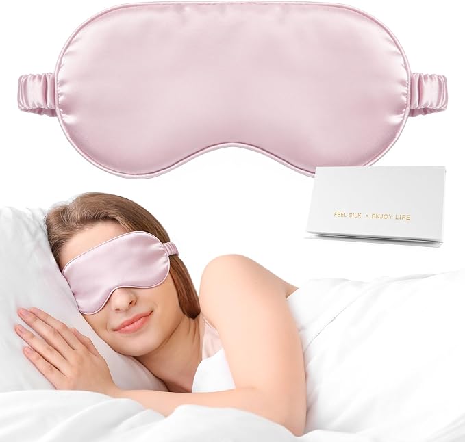 Silk Sleep Mask, Eye Mask for Sleep Women Men, Mulberry Sleeping Mask by Doitory