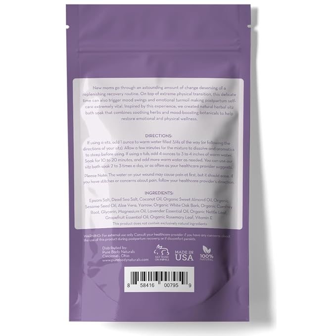 Pure Body Naturals Sitz Bath Salt – Postpartum Care and Hemorrhoid Treatment – - Image 4