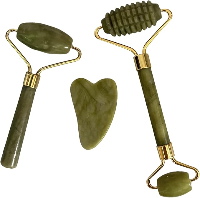Jade Roller and Gua Sha Set 2, Gua Sha Facial Tools, Face Roller, Jade Roller by Unknown