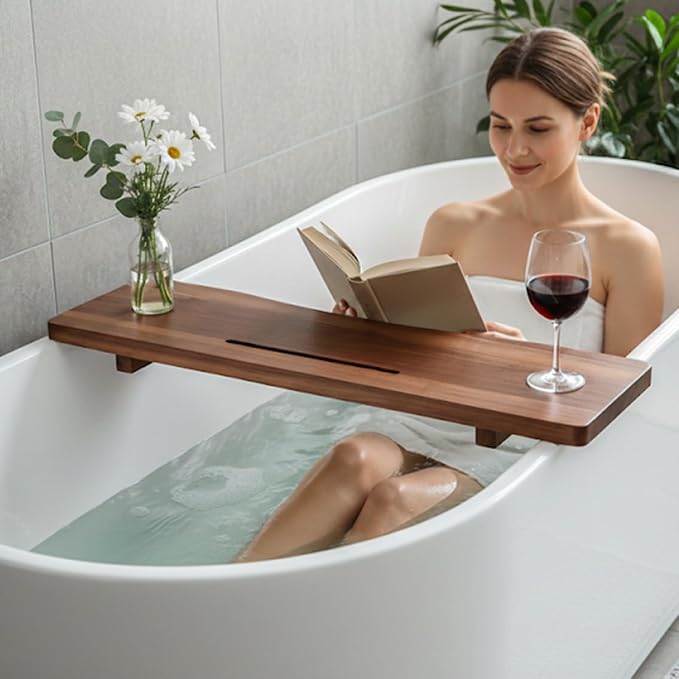Premium Acacia Wood Bathtub Tray Caddy - Image 5