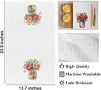 2PCS Watercolor Rose Kitchen Towels, Flower Vase Glass Waffle Weave Dish Tea - Image 2