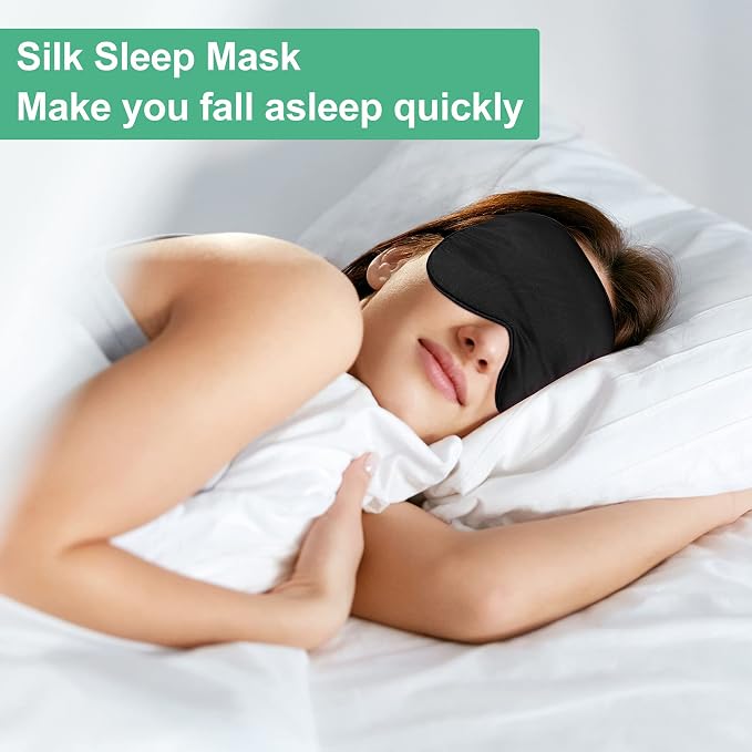 6 Pieces Natural Silk Sleep Mask Soft Eye Mask Adjustable Strap Blindfold - Image 5
