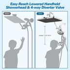 Hibbent cUPC Certified 13'' Shower Head Combo, High Pressure 5 Spray Rainfall - Image 5