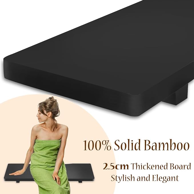 Stylish Black Bamboo Bathtub Tray Caddy - Image 6
