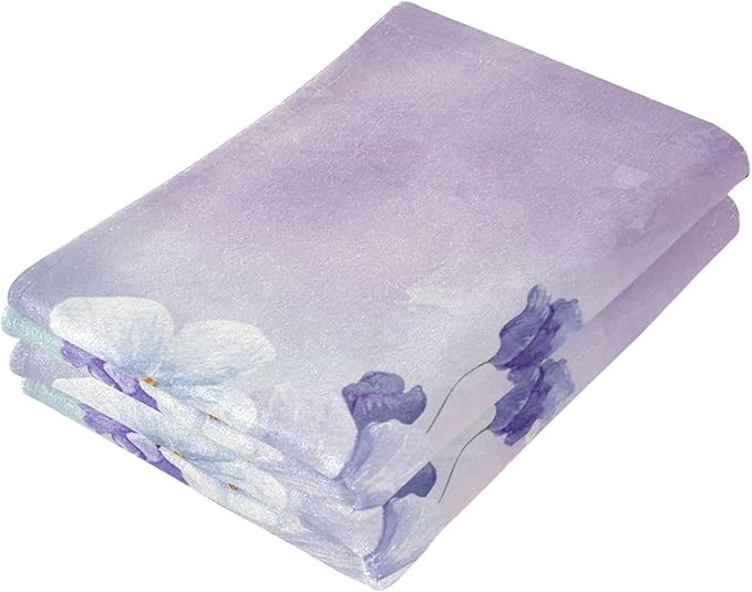 Purple White Violet Floral Hand Towels - Image 7
