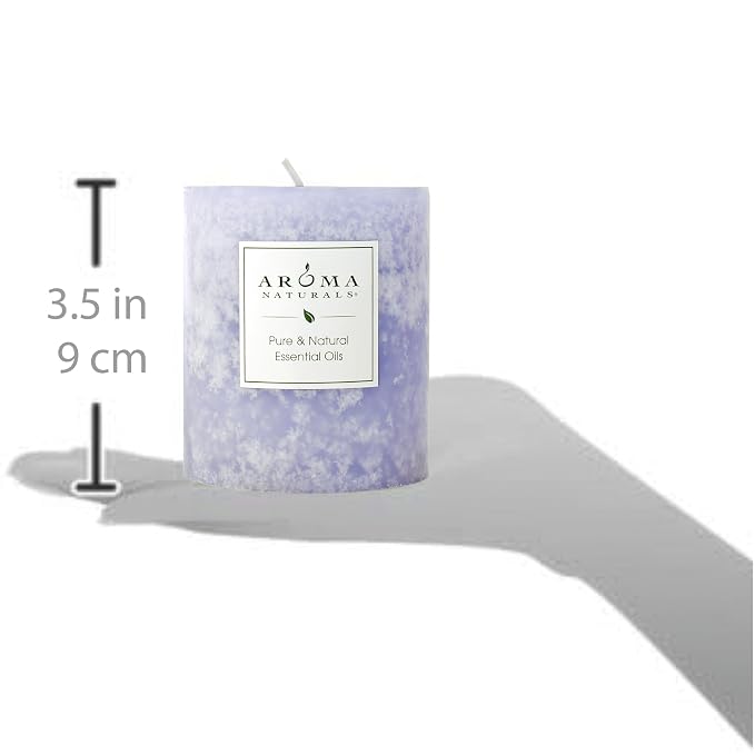 Aroma Naturals Lavender Essential Oil Blue Scented Pillar Candle, Tranquility - Image 4