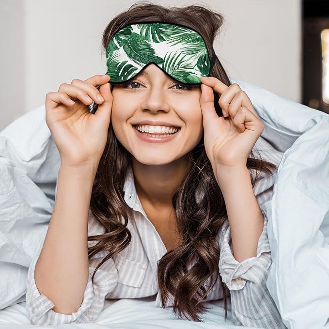 Tropical Palm Leaves Sleep Mask Eye Mask Green Jungle Leaves Floral Sleep Mask - Image 5