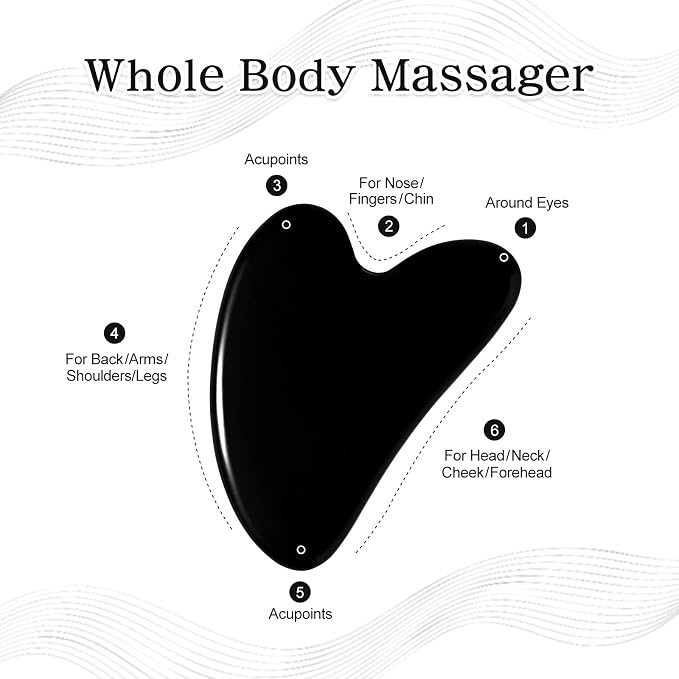 rosenice Gua Sha Facial Tools Black Guasha Tool Gua Sha Jade Stone - Image 2