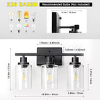 Ascher Bathroom Vanity Light Fixtures, 3 Light Wall Sconces Lighting - Image 5