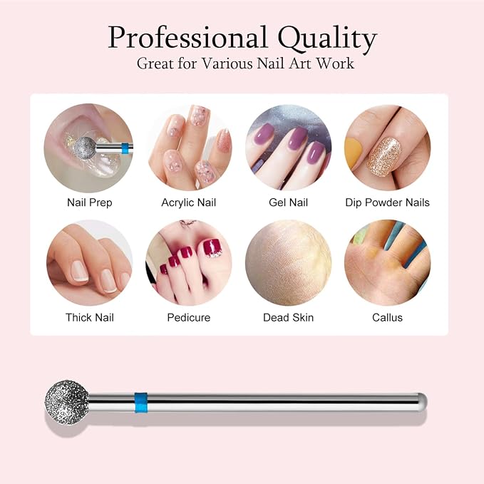 10pcs Safety Ball Cuticle Drill Bits, Carbide Diamond Nail Bits - Image 5