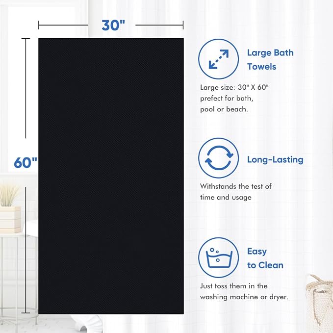 HOMEXCEL Bath Towel Set Pack of 4, 30 x 60 Inches Large Microfiber Bath Towels - Image 4