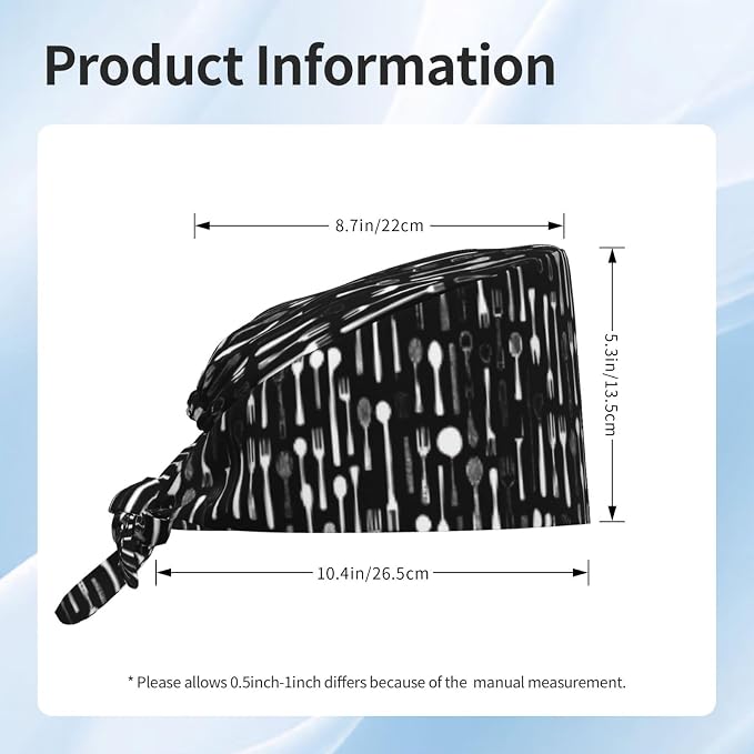 Scrub Cap for Women and Men Boho Black Leaf Pattern Adjustable Breathable - Image 3