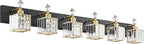 PRESDE 6-Light Crystal Bathroom Lights Fixtures Modern Black and Gold Wall Lamp by HOME