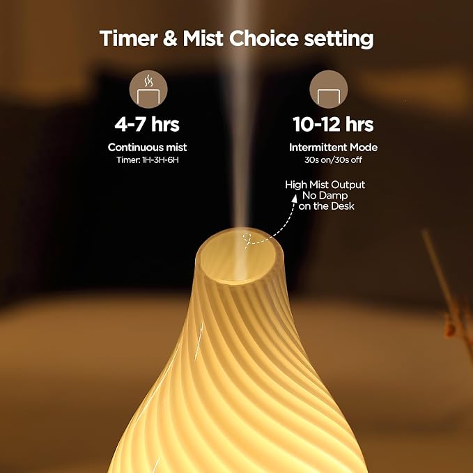 INRORANS Art Glass Essential Oil Diffuser - 160ml Ultrasonic Cool Mist Scent - Image 4