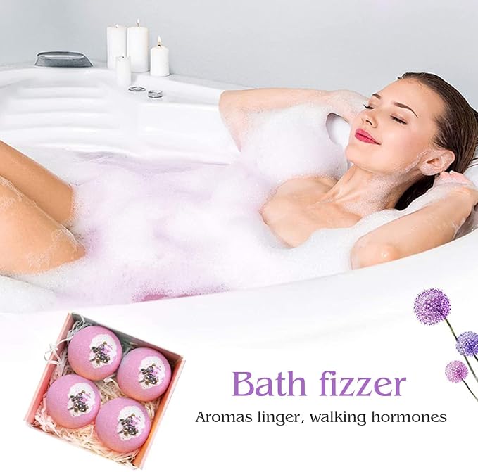 Dried Flower Bath Bombs Salt Balls, Lavender Extract Essential Oils, - Image 3