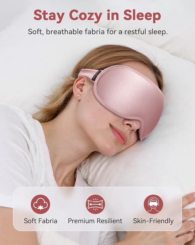 Weighted Blackout Sleep Mask for Women, 3D Contoured Zero Eye Pressure - Image 7